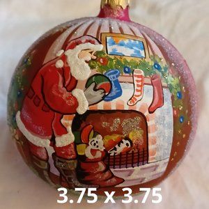 Hand painted Christmas Ornament Midnight Visit 3.75"x3.75" Keepsake Decor Gift